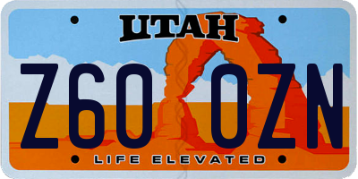 UT license plate Z600ZN