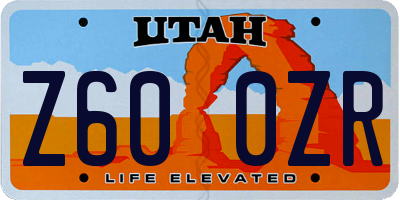 UT license plate Z600ZR