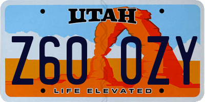 UT license plate Z600ZY