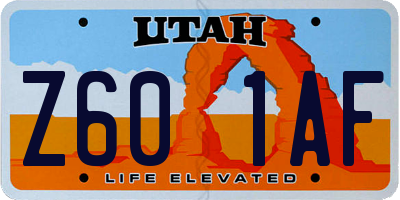 UT license plate Z601AF