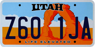 UT license plate Z601JA