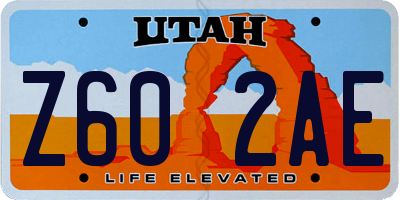 UT license plate Z602AE