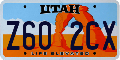 UT license plate Z602CX