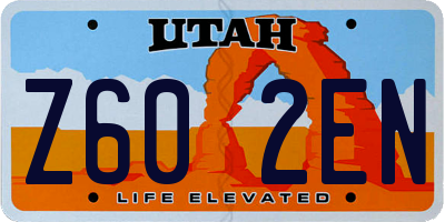 UT license plate Z602EN