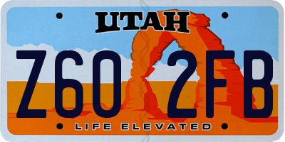 UT license plate Z602FB