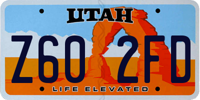 UT license plate Z602FD