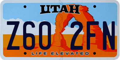 UT license plate Z602FN