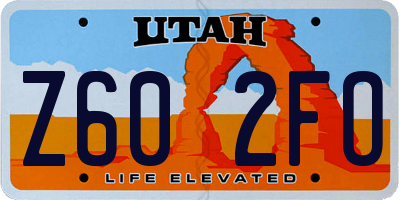 UT license plate Z602FO