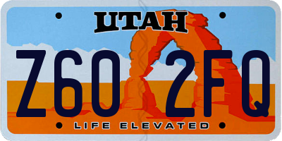 UT license plate Z602FQ
