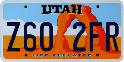 UT license plate Z602FR