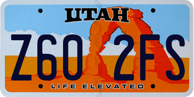 UT license plate Z602FS