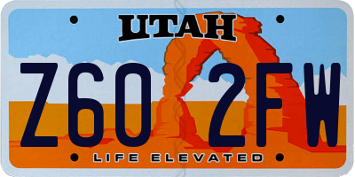 UT license plate Z602FW