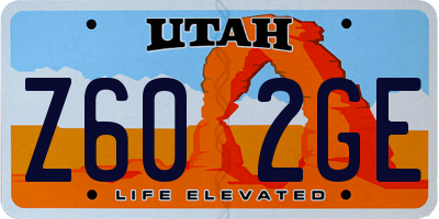 UT license plate Z602GE