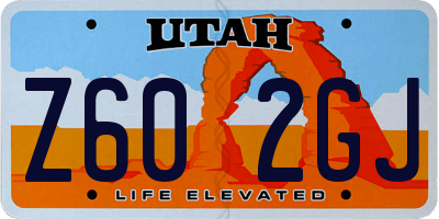 UT license plate Z602GJ