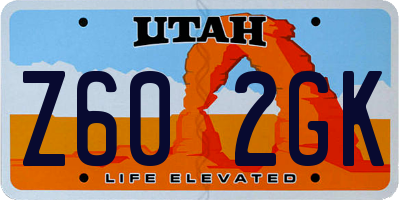 UT license plate Z602GK