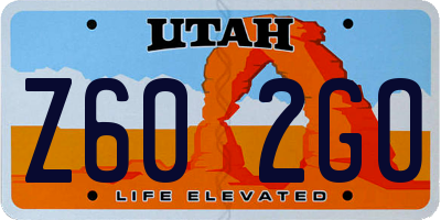 UT license plate Z602GO