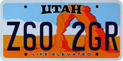 UT license plate Z602GR