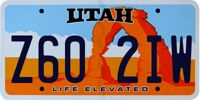 UT license plate Z602IW