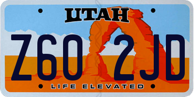 UT license plate Z602JD