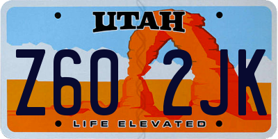 UT license plate Z602JK