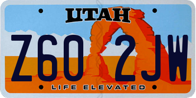 UT license plate Z602JW