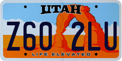 UT license plate Z602LU