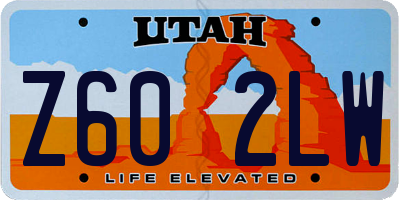 UT license plate Z602LW