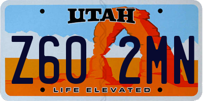 UT license plate Z602MN