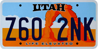 UT license plate Z602NK