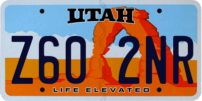 UT license plate Z602NR