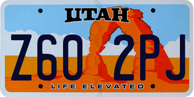 UT license plate Z602PJ