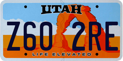 UT license plate Z602RE