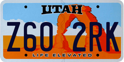 UT license plate Z602RK