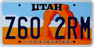 UT license plate Z602RM