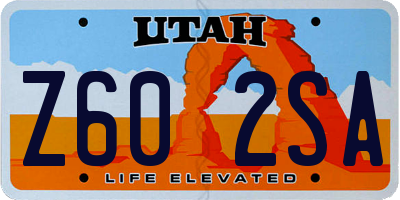 UT license plate Z602SA