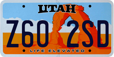UT license plate Z602SD