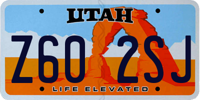 UT license plate Z602SJ
