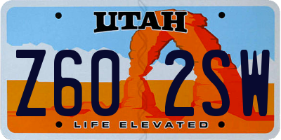 UT license plate Z602SW