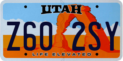 UT license plate Z602SY