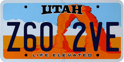 UT license plate Z602VE