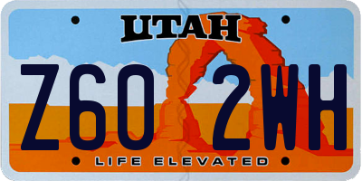 UT license plate Z602WH