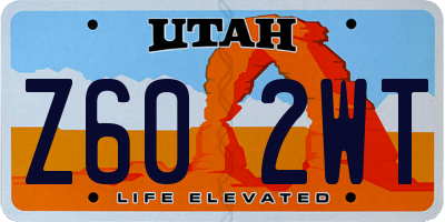 UT license plate Z602WT