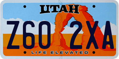 UT license plate Z602XA