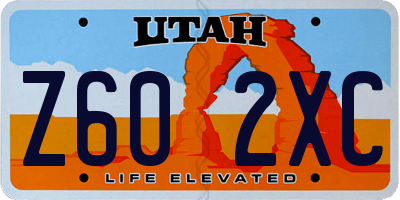UT license plate Z602XC
