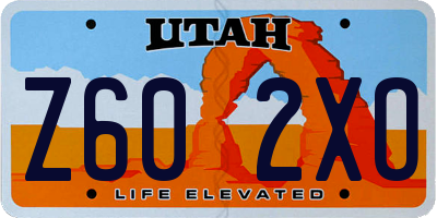 UT license plate Z602XO