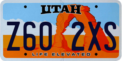 UT license plate Z602XS