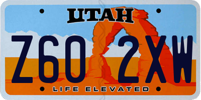 UT license plate Z602XW
