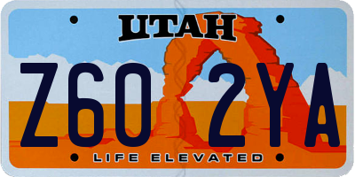 UT license plate Z602YA