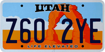UT license plate Z602YE