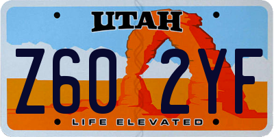 UT license plate Z602YF